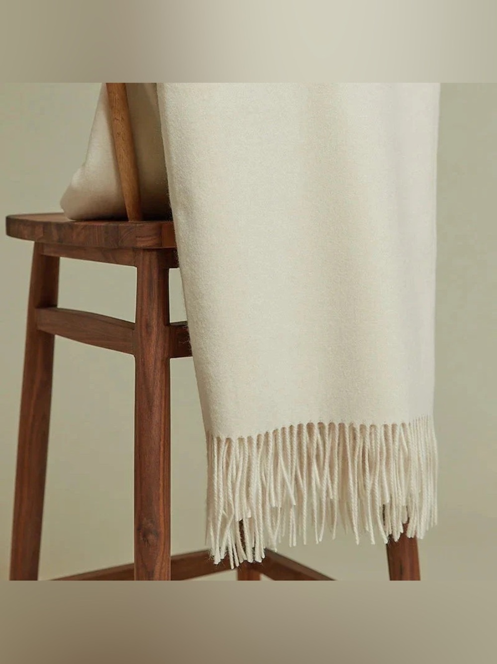 Crate&Barrel baby alpaca Cream Fringe Throw blanket